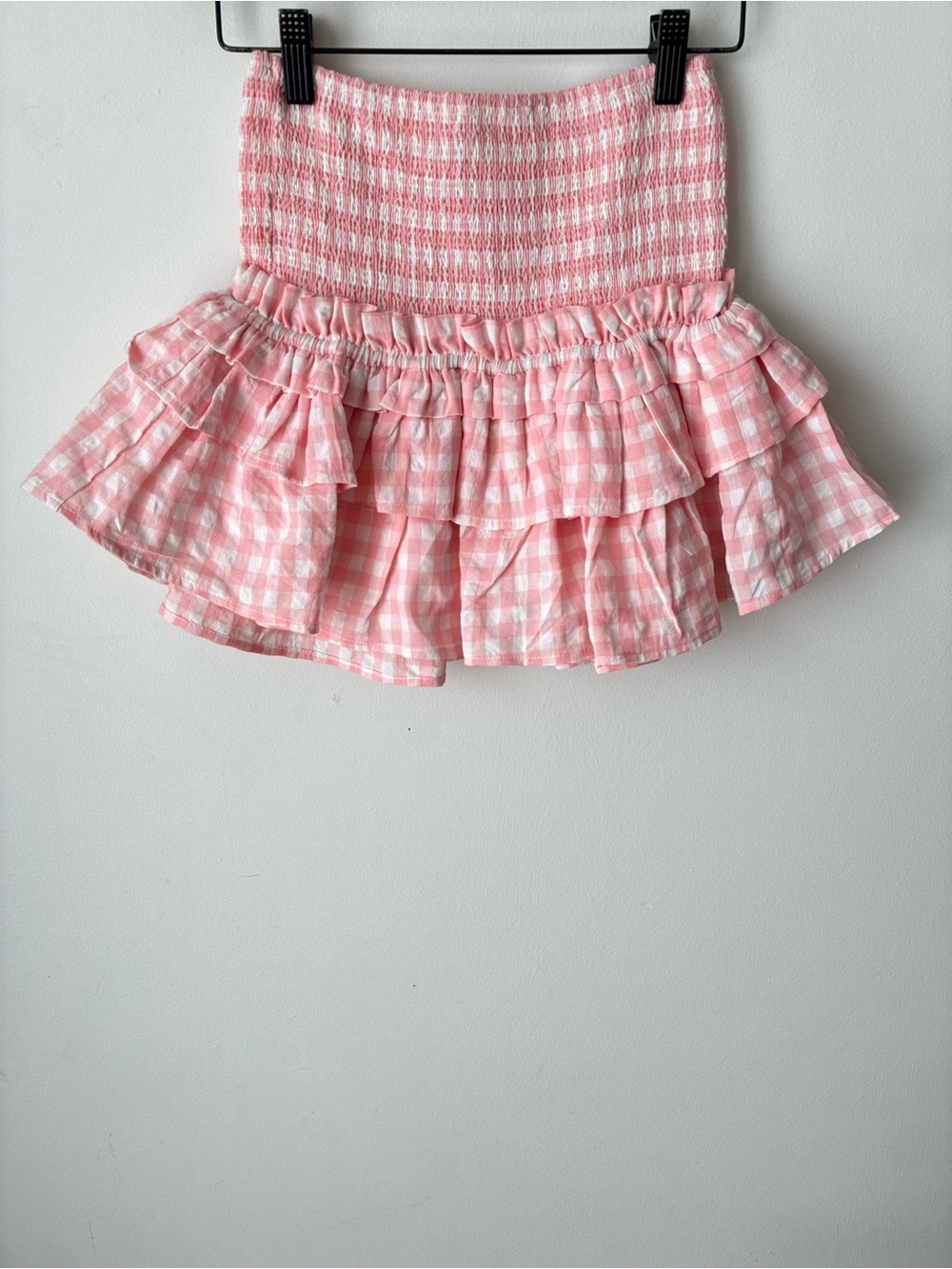 Cake For Dinner Skirt Size XXS Pink White Smocked Ruffle Skirt Mini